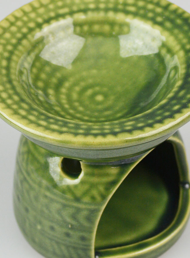 Brûle-Parfum en Céramique Décor Relief - Vert (pic 4)