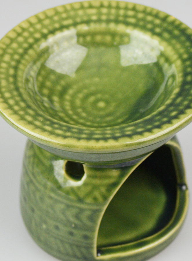 Diffuseur à Huile en Céramique Décor Relief - Vert Olive (pic 4)