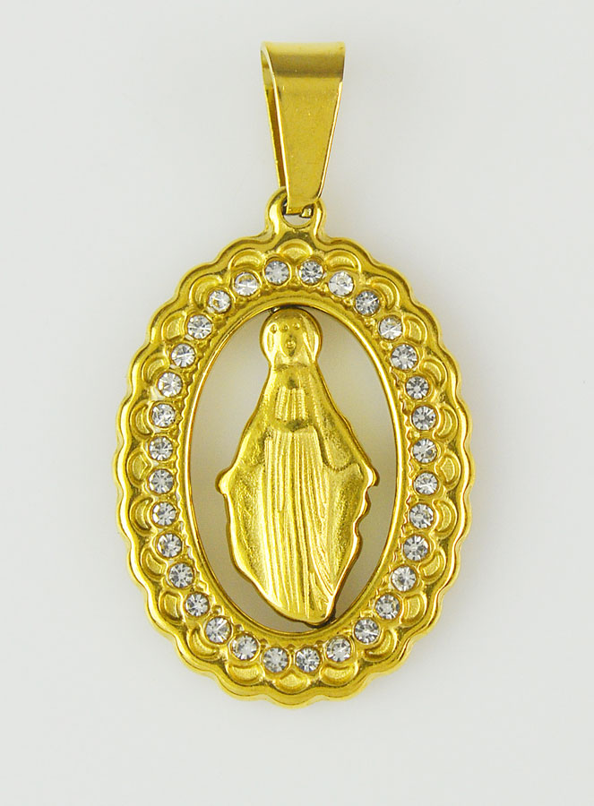 Médaille Miraculeuse Dorée & Strass (pic 1)