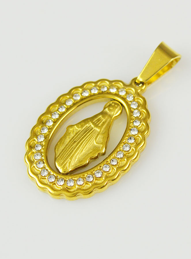 Médaille Miraculeuse Dorée & Strass (pic 2)