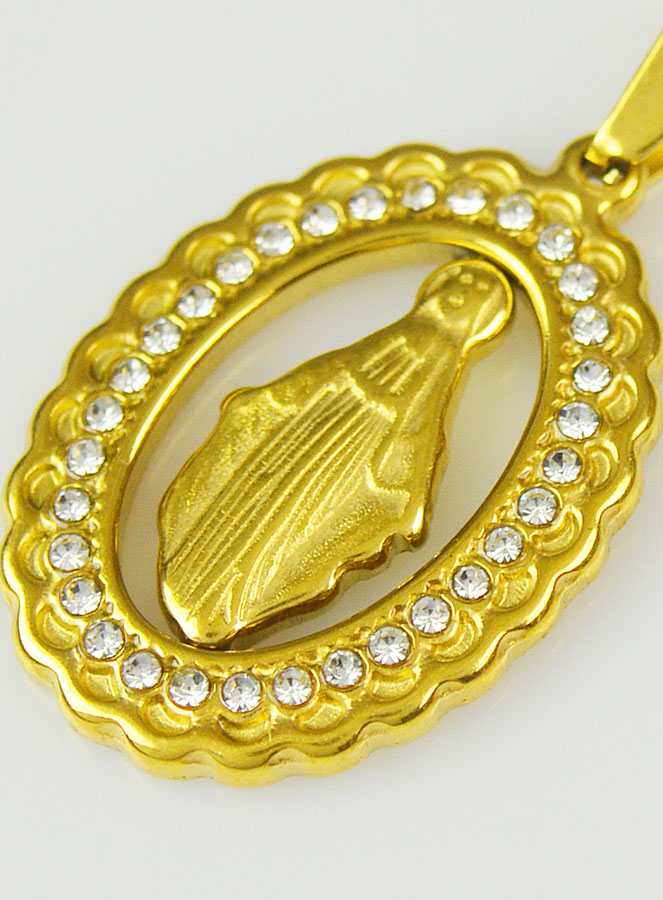Médaille Miraculeuse Dorée & Strass (pic 4)