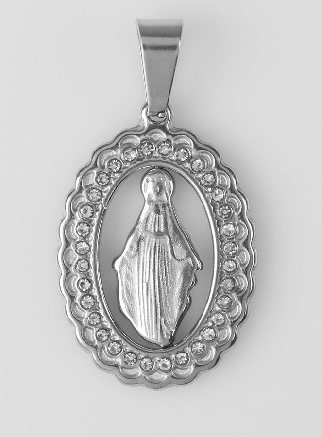 Médaille Miraculeuse Argentée & Strass (pic 1)