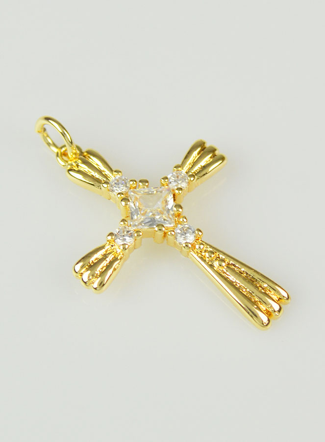 Pendentif Croix Zirconium - 24mm (pic 3)