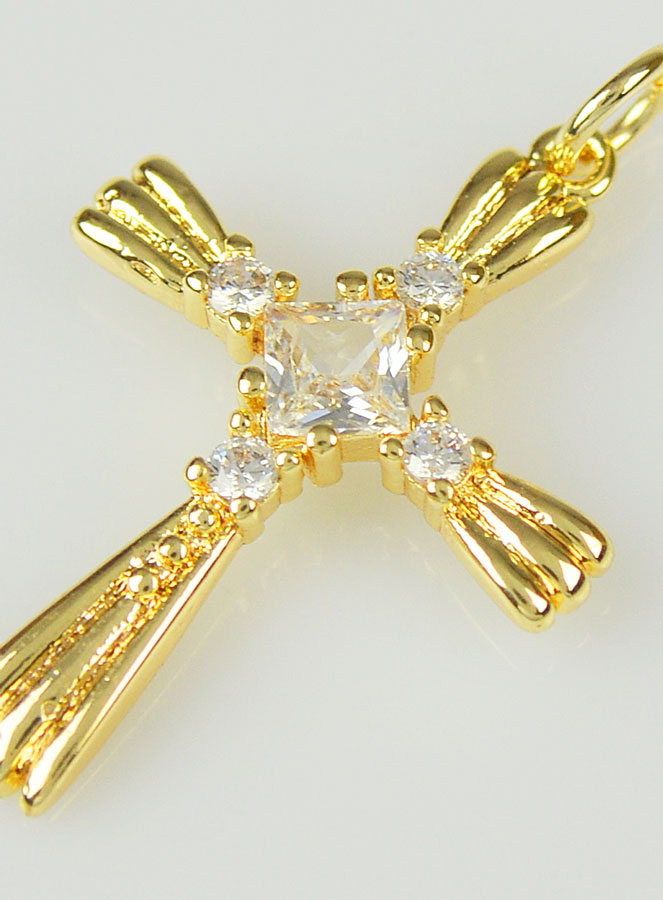 Pendentif Croix Zirconium - 24mm (pic 4)