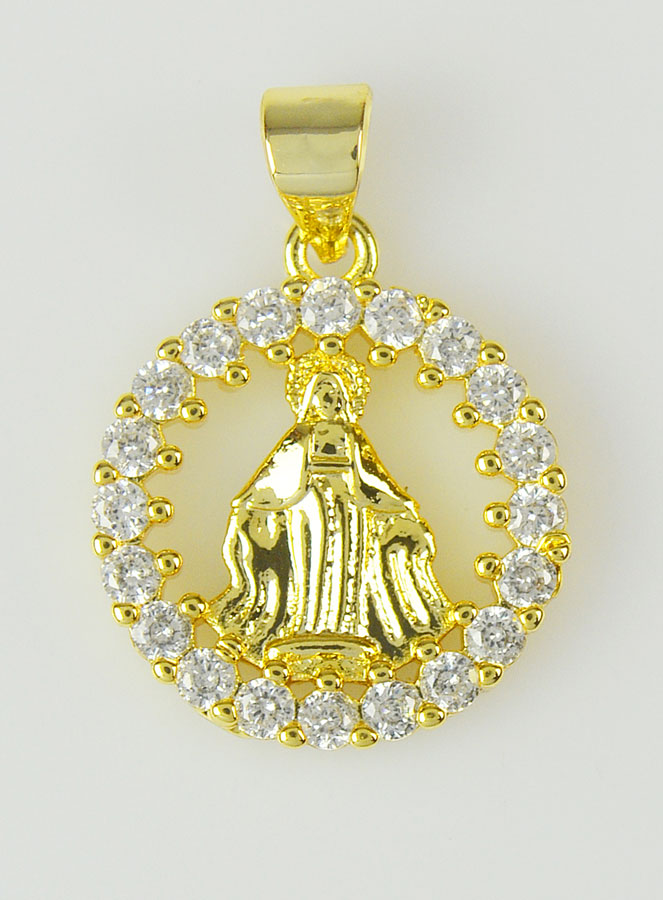 Médaille Miraculeuse Ronde Cerclage Zirconium - 16mm (pic 1)