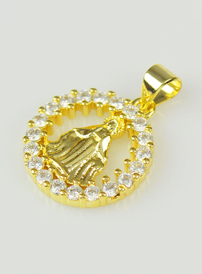 Médaille Miraculeuse Ronde Cerclage Zirconium - 16mm (pic 2)