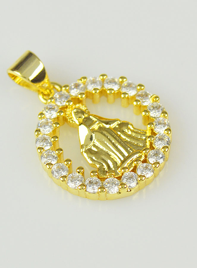 Médaille Miraculeuse Ronde Cerclage Zirconium - 16mm (pic 3)