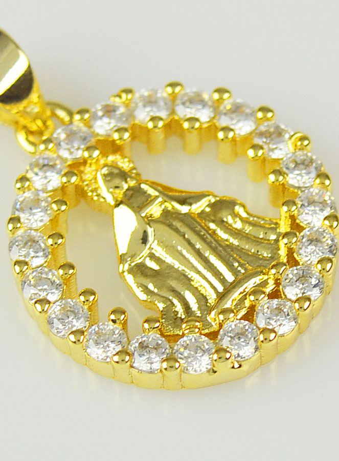 Médaille Miraculeuse Ronde Cerclage Zirconium - 16mm (pic 4)