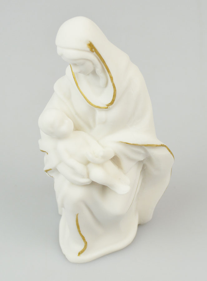 Statue Religieuse Vierge à l'Enfant en Albâtre - 14cm (pic 3)
