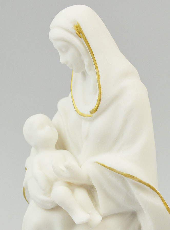 Statue Religieuse Vierge à l'Enfant en Albâtre - 14cm (pic 4)