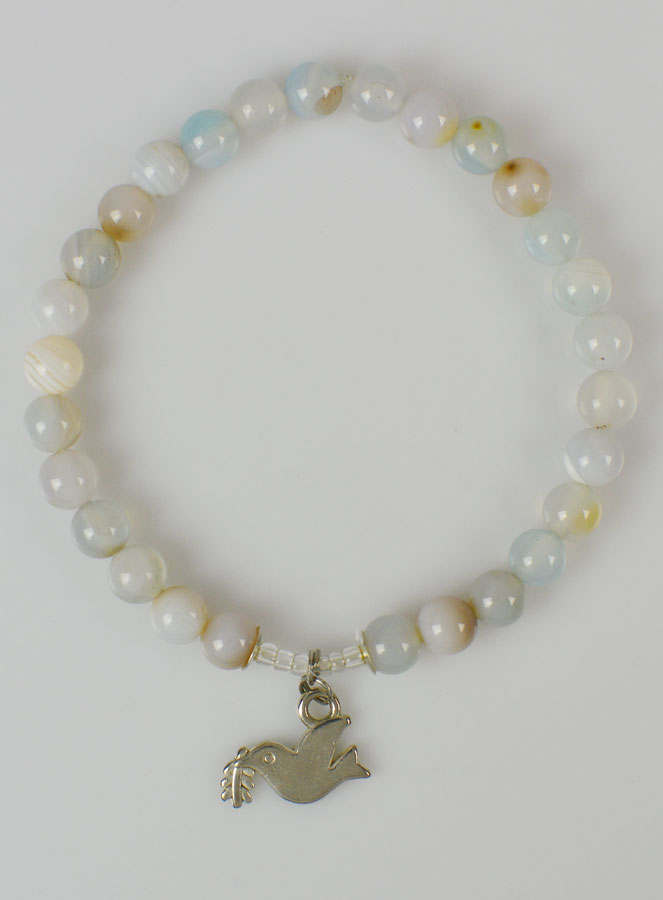 Bracelet Religieux en Pierre Naturelle d'Aigue Marine & Esprit Saint (pic 1)