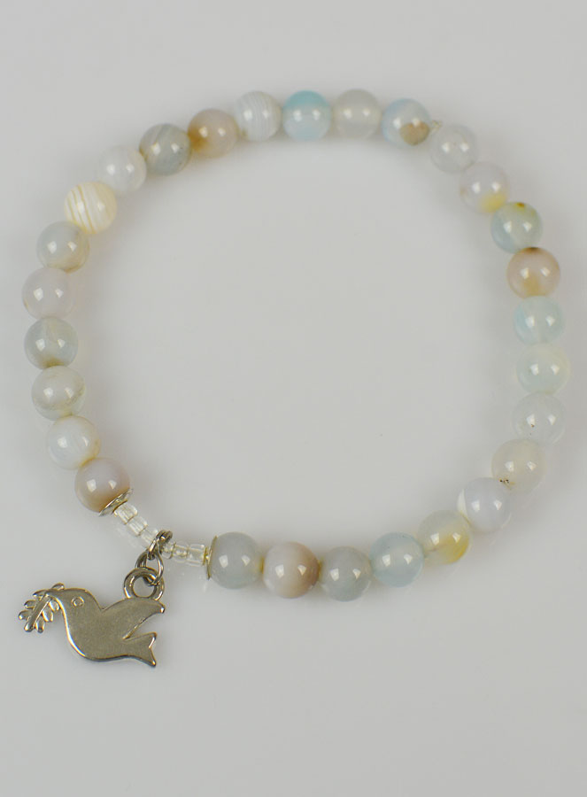 Bracelet Religieux en Pierre Naturelle d'Aigue Marine & Esprit Saint (pic 2)