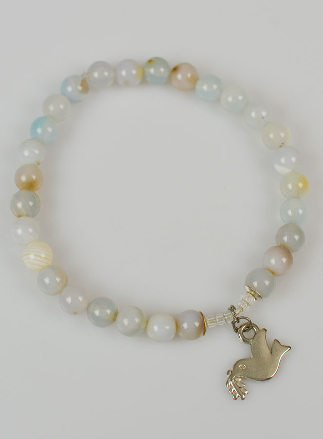Bracelet Religieux en Pierre Naturelle d'Aigue Marine & Esprit Saint (pic 3)