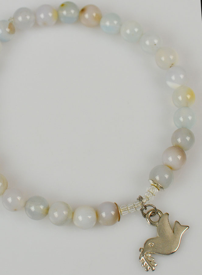 Bracelet Religieux en Pierre Naturelle d'Aigue Marine & Esprit Saint (pic 4)