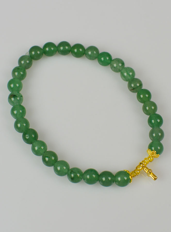 Bracelet Religieux en Pierre Naturelle d'Aventurine Verte & Croix (pic 3)