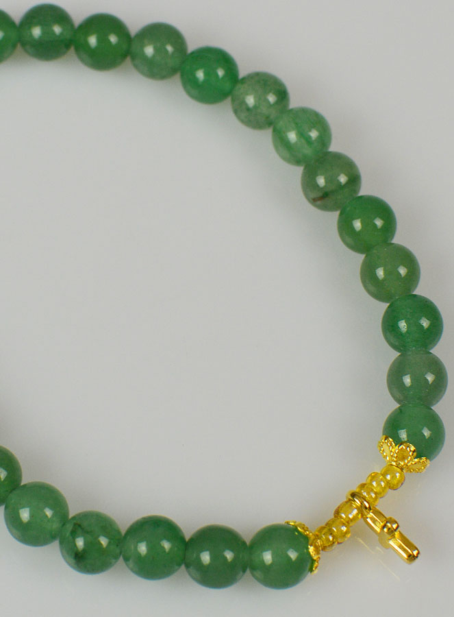 Bracelet Religieux en Pierre Naturelle d'Aventurine Verte & Croix (pic 4)