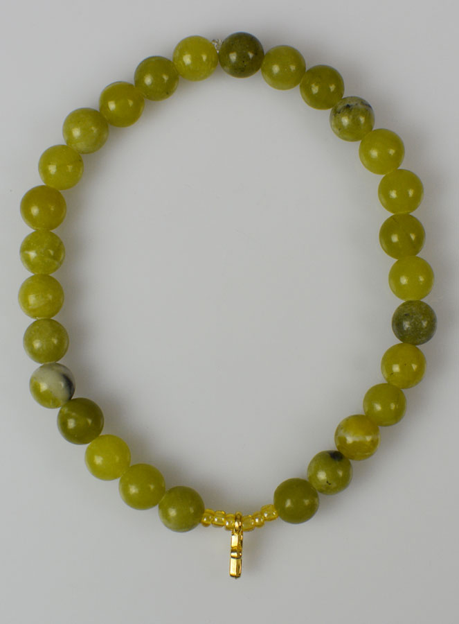 Bracelet Religieux en Pierre Naturelle de Jade Vert & Croix (pic 1)