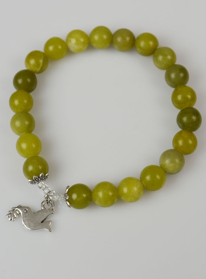 Bracelet Religieux en Pierre Naturelle de Jade Vert & Saint Esprit (pic 2)