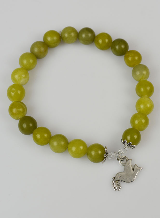 Bracelet Religieux en Pierre Naturelle de Jade Vert & Saint Esprit (pic 3)
