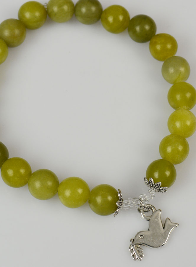 Bracelet Religieux en Pierre Naturelle de Jade Vert & Saint Esprit (pic 4)