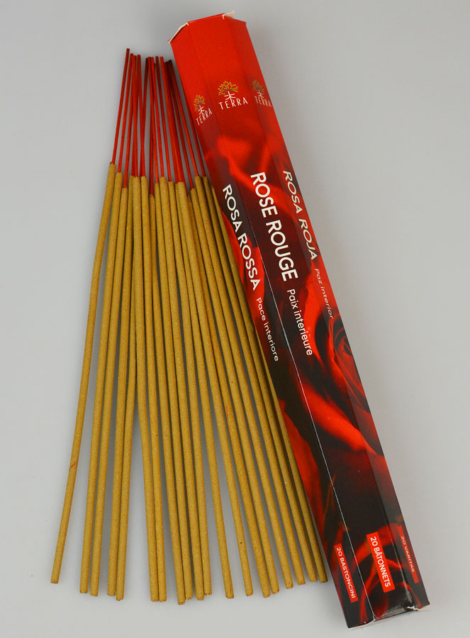Encens en Bâtonnets Rose Rouge 20g - Sans Charbon (pic 1)