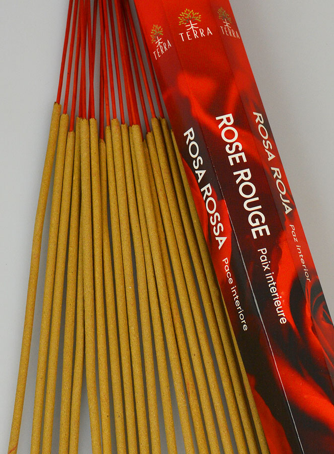 Encens en Bâtonnets Rose Rouge 20g - Sans Charbon (pic 2)