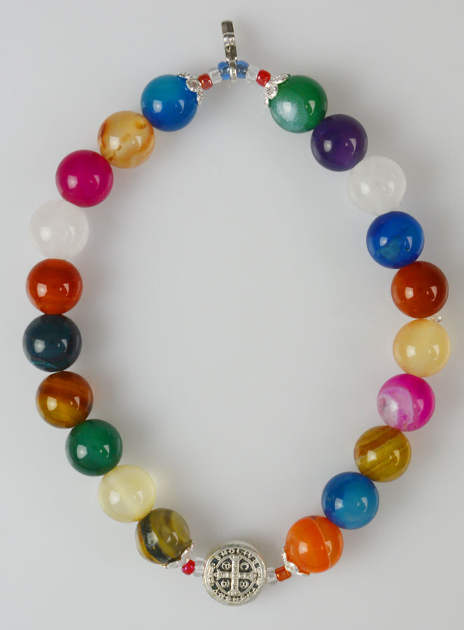 Bracelet en Pierres Naturelles d'Agate Multicolore - St Benoît & Croix (pic 1)