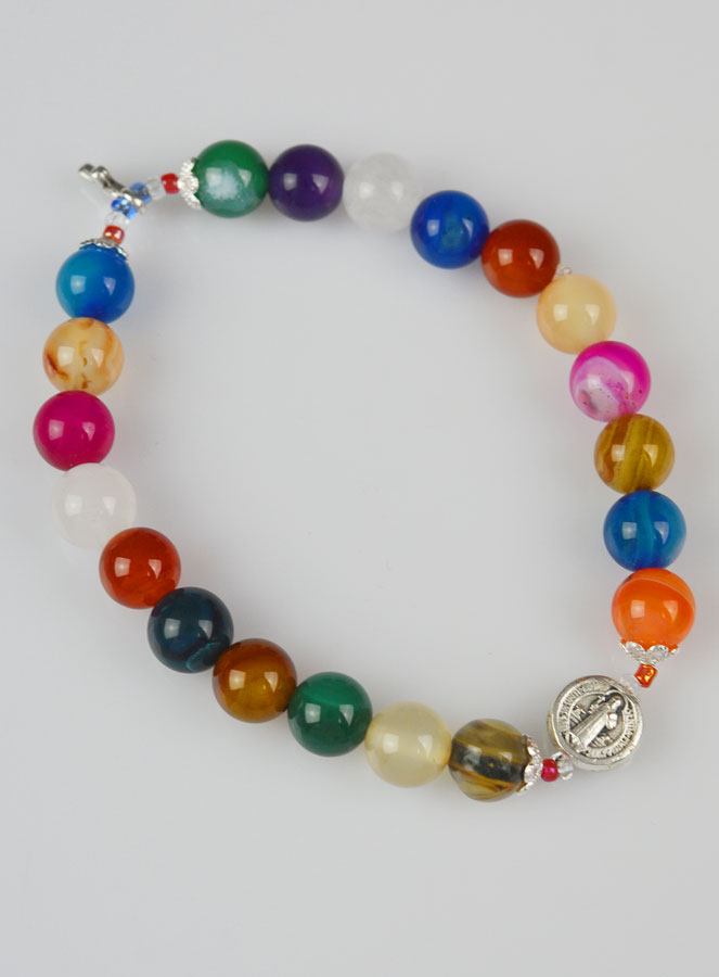 Bracelet en Pierres Naturelles d'Agate Multicolore - St Benoît & Croix (pic 2)