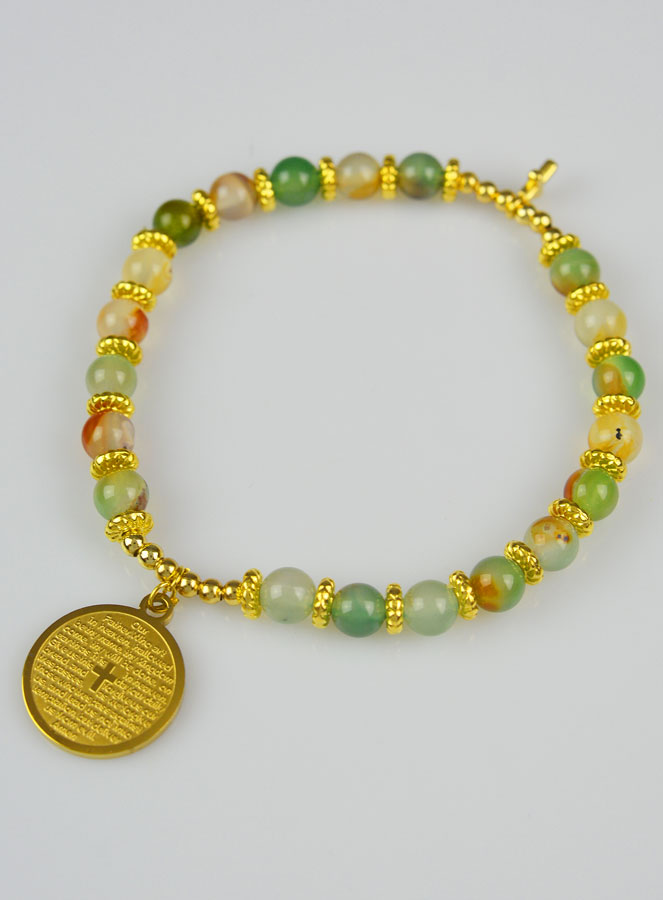 Bracelet Religieux en Pierre Naturelle d'Agate & Notre Père (pic 2)