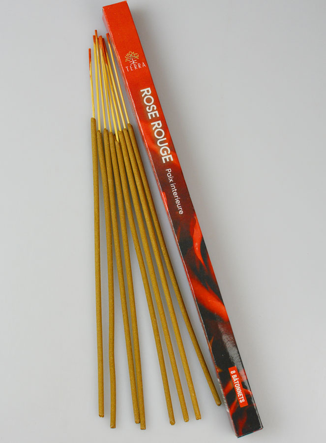 Encens en Bâtonnets Rose Rouge 12g - Sans Charbon (pic 1)