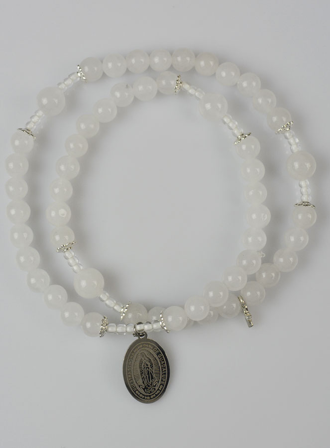 Chapelet en Pierre de Jade Blanc - ND de Guadalupe (pic 1)