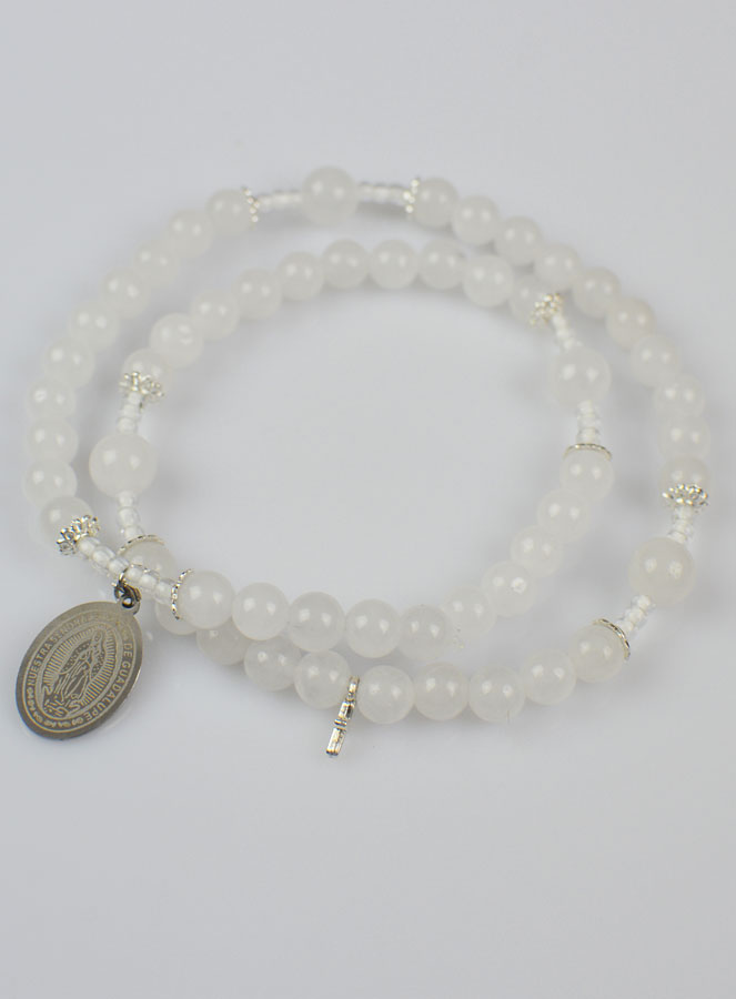 Chapelet en Pierre de Jade Blanc - ND de Guadalupe (pic 2)