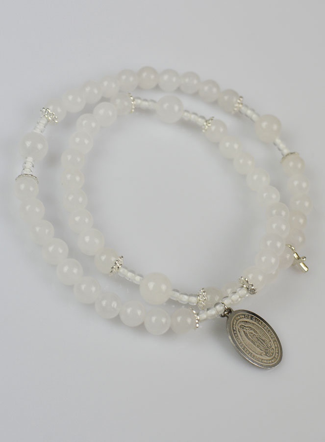 Chapelet en Pierre de Jade Blanc - ND de Guadalupe (pic 3)