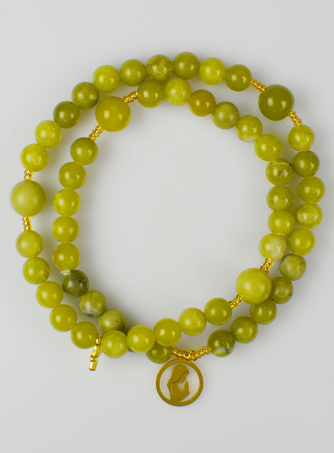 Chapelet en Pierre de Jade Vert - Vierge Marie (pic 1)