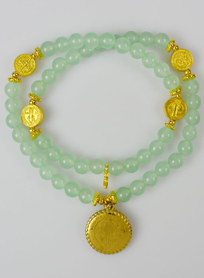 Chapelet en Pierre de Jade Vert - Saint Benoît (pic 1)