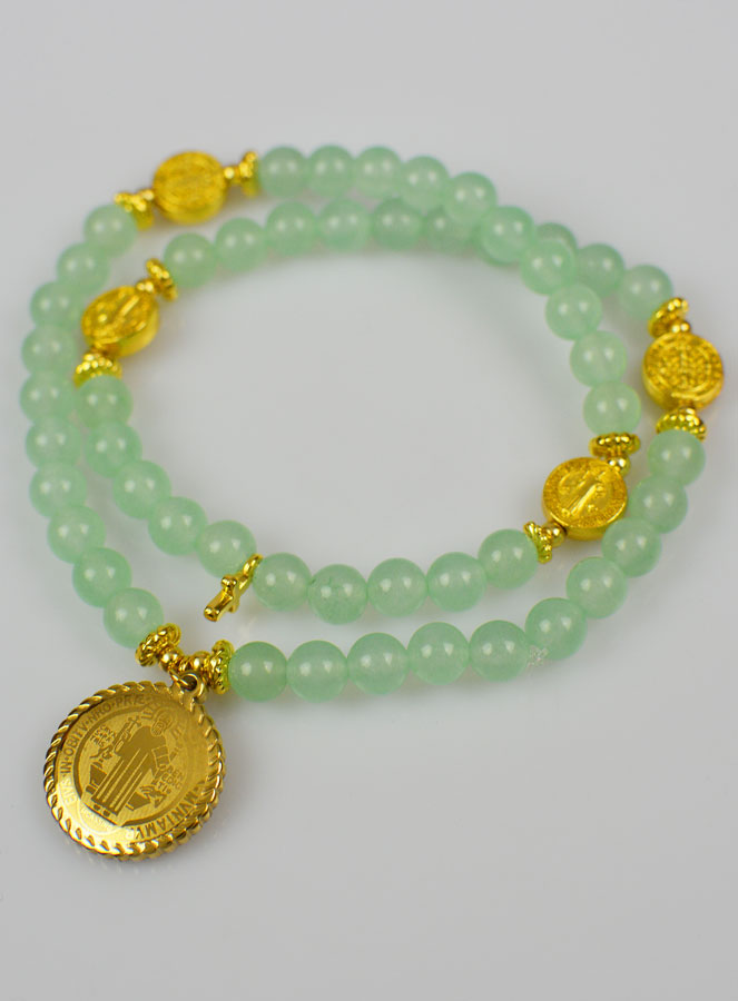 Chapelet en Pierre de Jade Vert - Saint Benoît (pic 2)