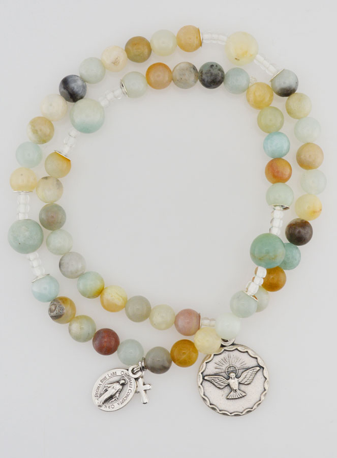 Bracelet Chapelet en Pierre Naturelle d'Amazonite - Esprit Saint (pic 1)