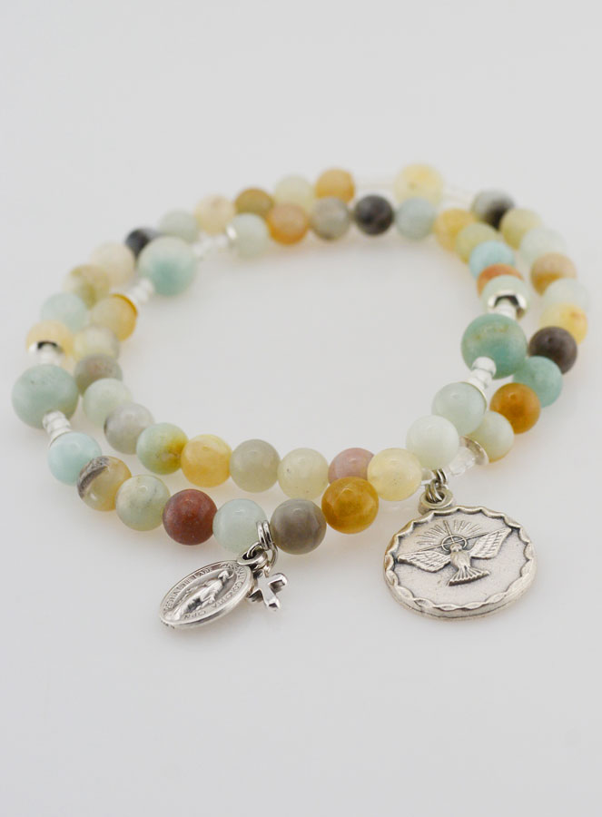 Bracelet Chapelet en Pierre Naturelle d'Amazonite - Esprit Saint (pic 2)