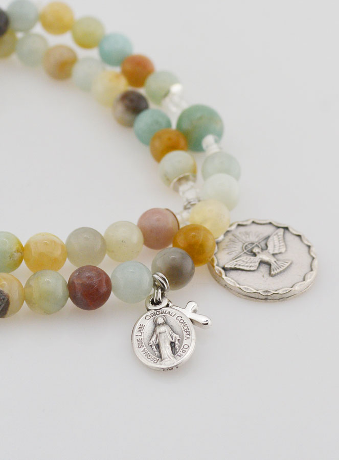Bracelet Chapelet en Pierre Naturelle d'Amazonite - Esprit Saint (pic 3)