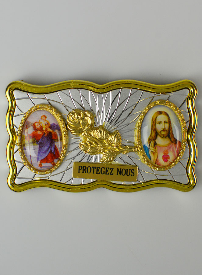 Plaque Auto Magnet St Christophe & Sacré Coeur de Jésus (pic 1)