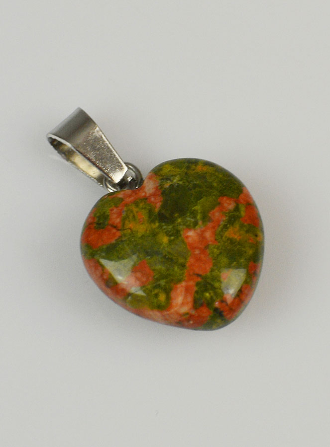 Pendentif Coeur en Pierre d'Unakite - 15mm (pic 3)