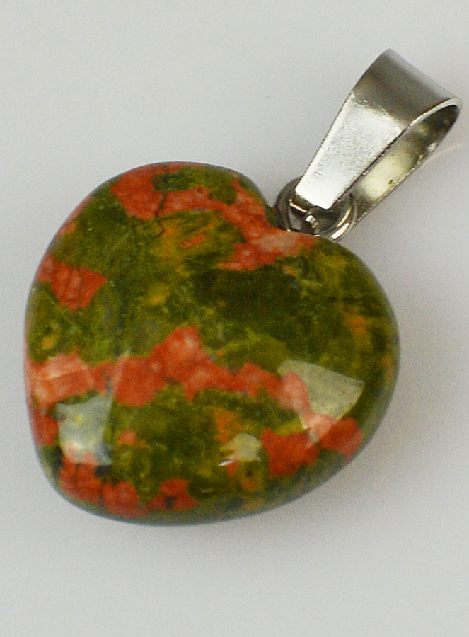Pendentif Coeur en Pierre d'Unakite - 15mm (pic 4)