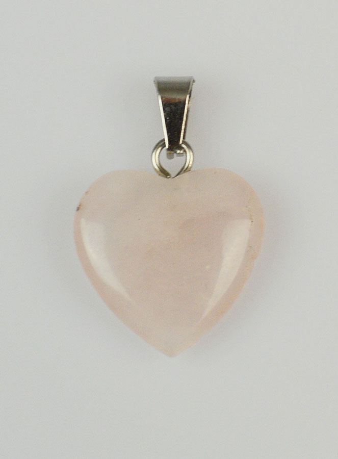 Pendentif Coeur en Pierre de Quartz Rose - 15mm (pic 1)