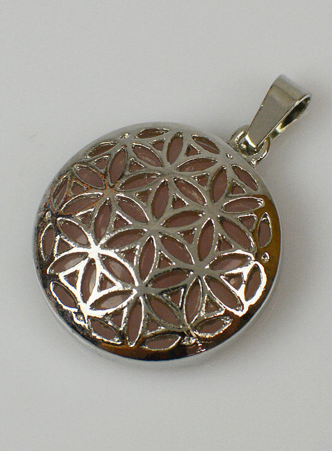 Pendentif Fleurs de Vie en Pierre de Quartz Rose - 25mm (pic 2)