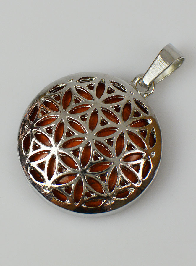 Pendentif Fleur de Vie en Pierre de Jaspe Rouge - 25mm (pic 2)
