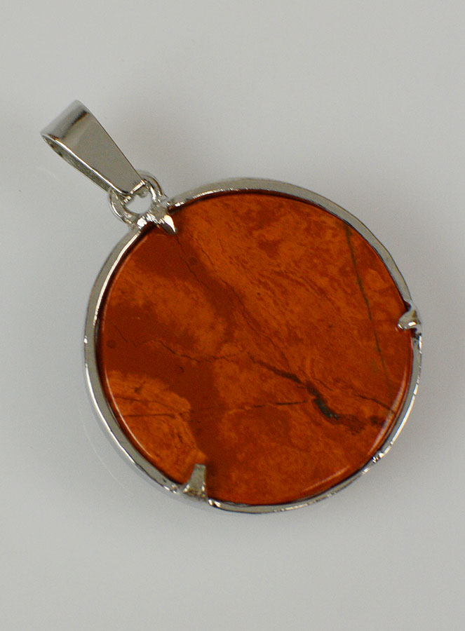 Pendentif Fleur de Vie en Pierre de Jaspe Rouge - 25mm (pic 4)
