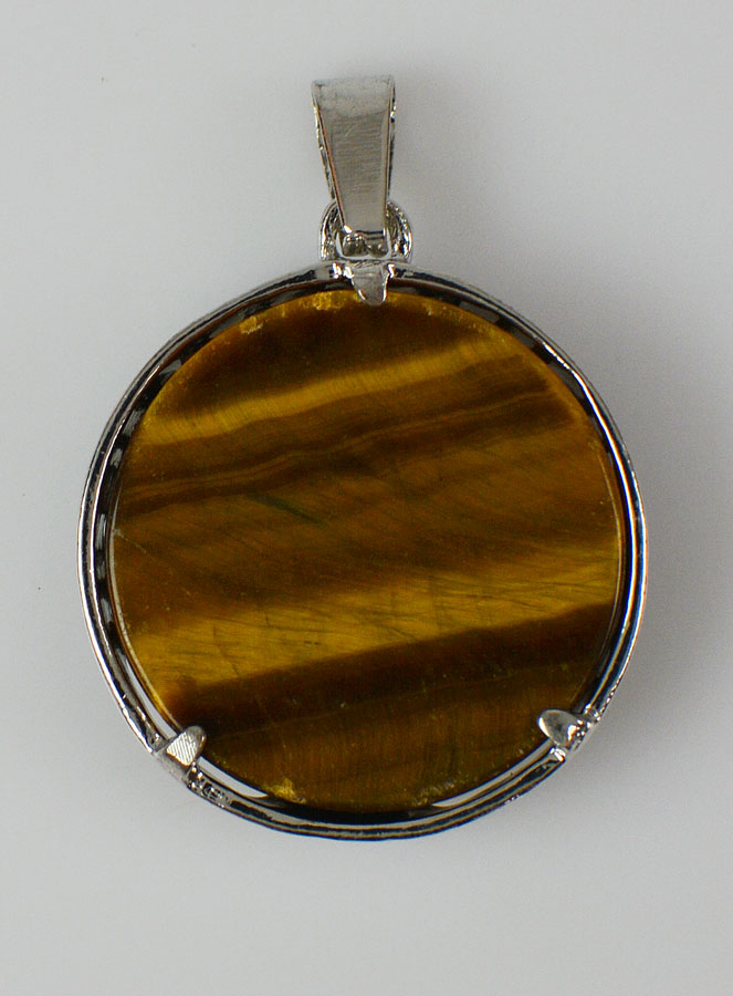 Pendentif Arbre de Vie en Pierre d'Oeil de Tigre - 25mm (pic 3)