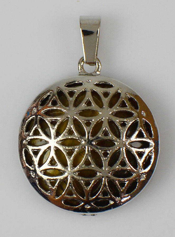 Pendentif Fleurs de Vie en Pierre d'Oeil de Tigre - 25mm (pic 1)