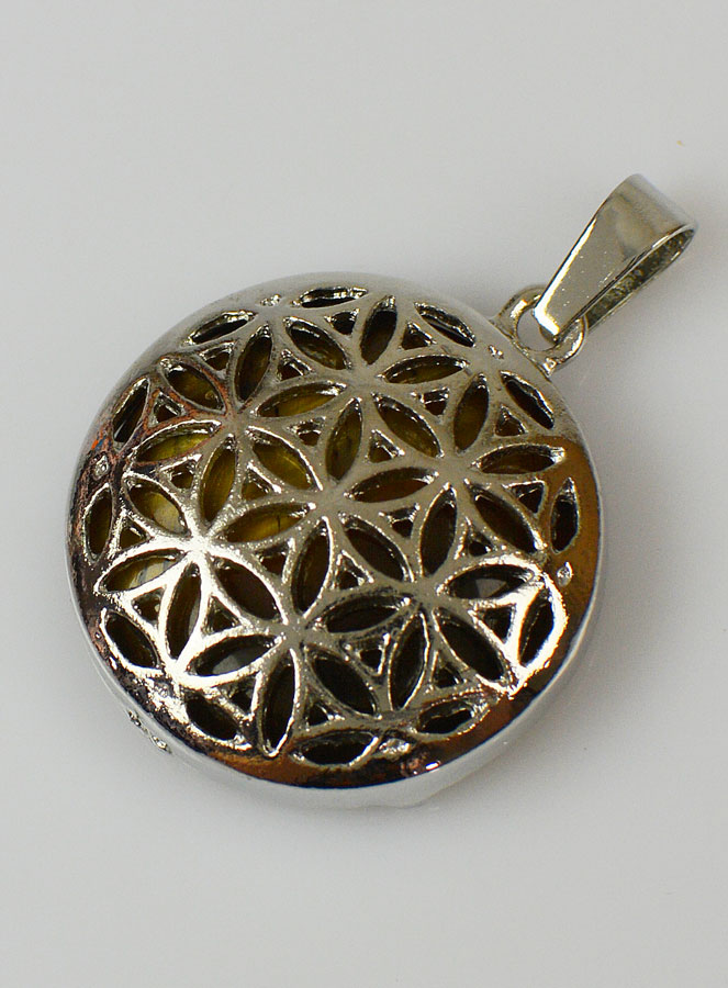 Pendentif Fleurs de Vie en Pierre d'Oeil de Tigre - 25mm (pic 2)