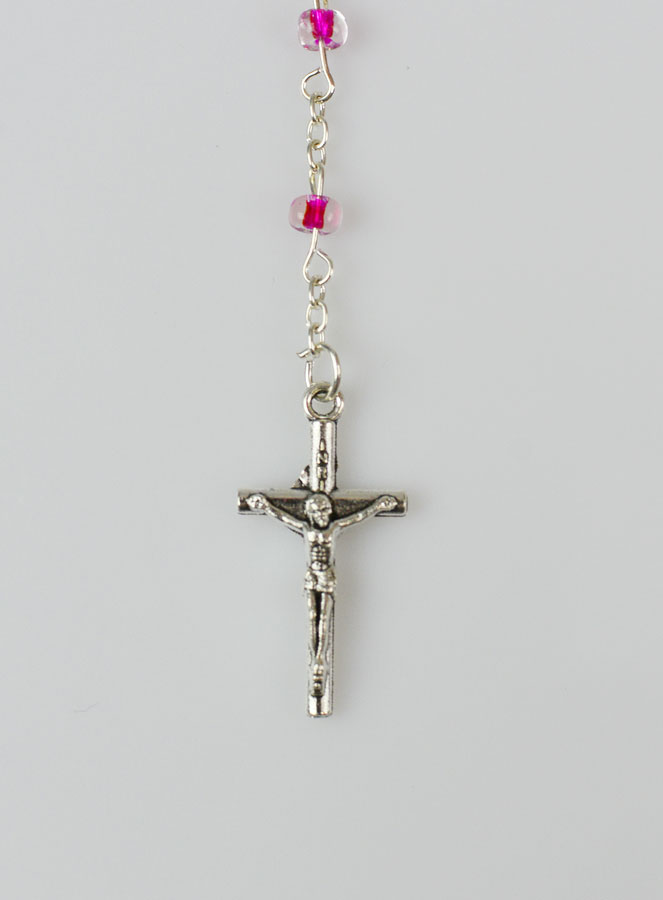 Chapelet Enfant en Perles de Cristal Rose Foncé (pic 4)